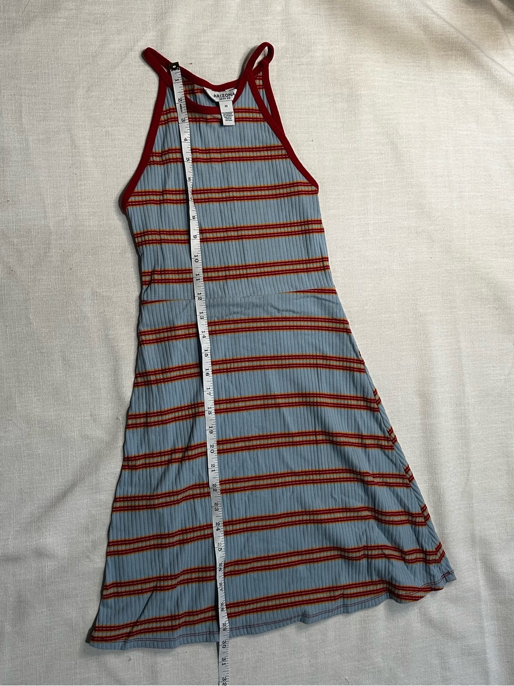 Arizona Jean Company Light Blue Dress with Red Trim and Stripes